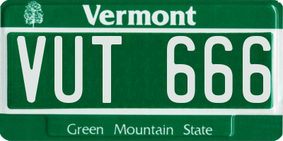 VT license plate VUT666