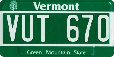 VT license plate VUT670