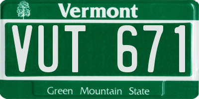 VT license plate VUT671