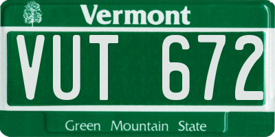 VT license plate VUT672