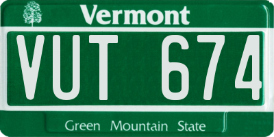 VT license plate VUT674