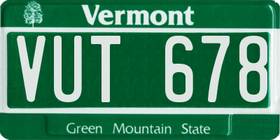 VT license plate VUT678