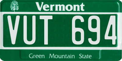 VT license plate VUT694