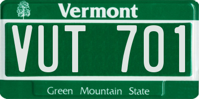 VT license plate VUT701
