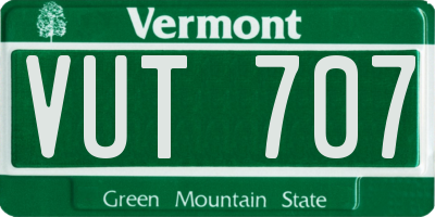 VT license plate VUT707