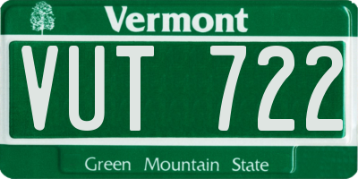 VT license plate VUT722