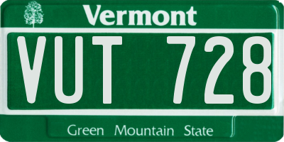 VT license plate VUT728