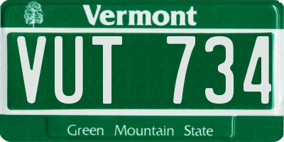 VT license plate VUT734
