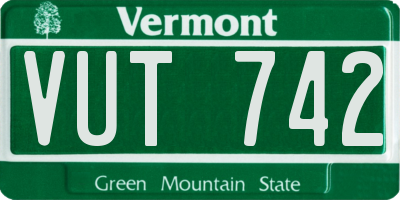 VT license plate VUT742
