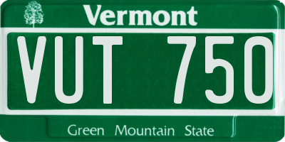 VT license plate VUT750