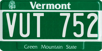 VT license plate VUT752