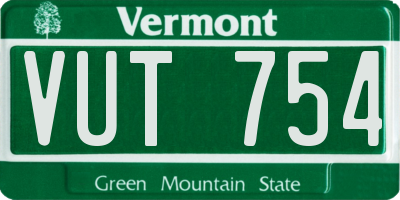 VT license plate VUT754