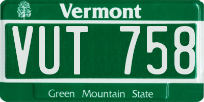 VT license plate VUT758