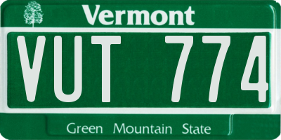VT license plate VUT774