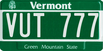VT license plate VUT777