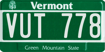 VT license plate VUT778