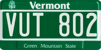 VT license plate VUT802