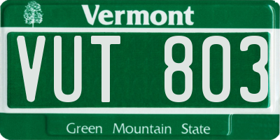 VT license plate VUT803