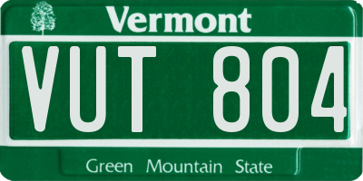 VT license plate VUT804