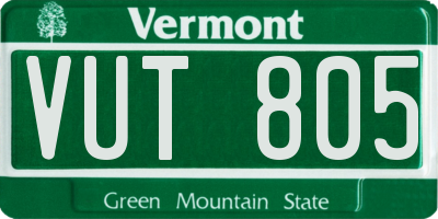 VT license plate VUT805