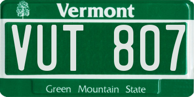 VT license plate VUT807