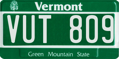 VT license plate VUT809