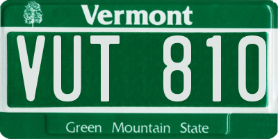 VT license plate VUT810