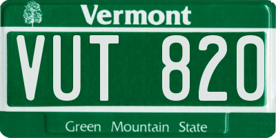 VT license plate VUT820
