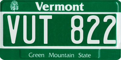 VT license plate VUT822