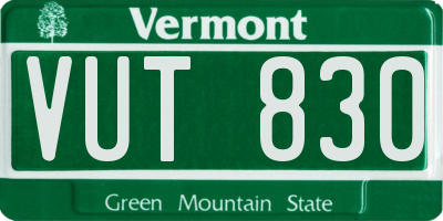 VT license plate VUT830
