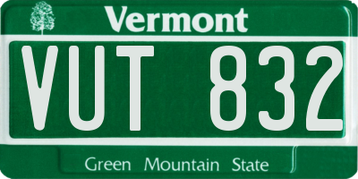 VT license plate VUT832
