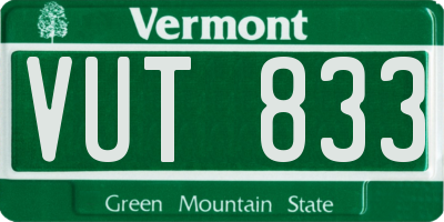 VT license plate VUT833