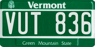 VT license plate VUT836