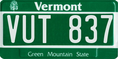 VT license plate VUT837