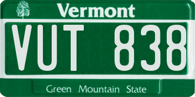 VT license plate VUT838