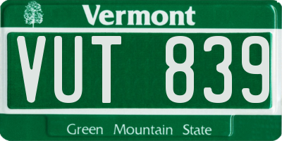 VT license plate VUT839
