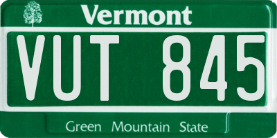 VT license plate VUT845