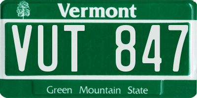 VT license plate VUT847