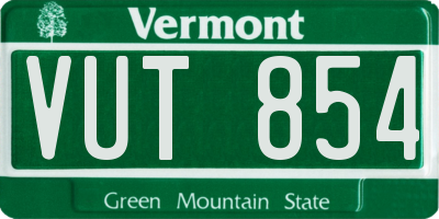 VT license plate VUT854