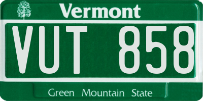VT license plate VUT858