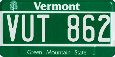 VT license plate VUT862