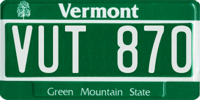 VT license plate VUT870