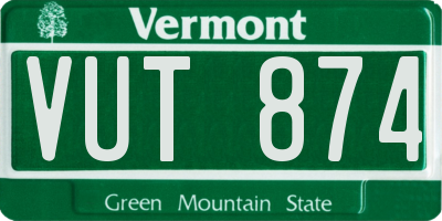 VT license plate VUT874