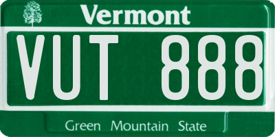VT license plate VUT888