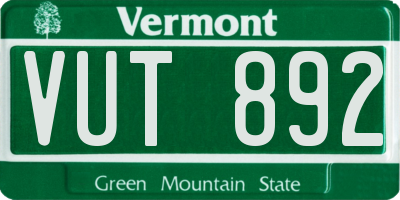 VT license plate VUT892