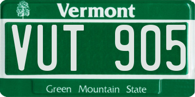 VT license plate VUT905