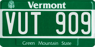 VT license plate VUT909