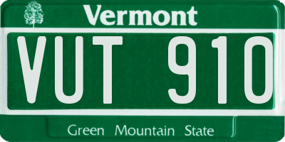 VT license plate VUT910