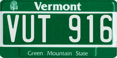 VT license plate VUT916