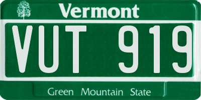 VT license plate VUT919